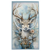 Blaues Hirsch mit Blumenreath Kleine Geschenktüte (Rückseite)