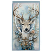 Blaues Hirsch mit Blumenreath Kleine Geschenktüte (Vorderseite)