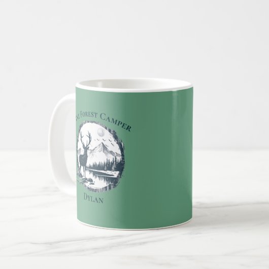 Blaues Hirschholz und Gebirge - eigener Text und N Kaffeetasse (Vorderseite Links)