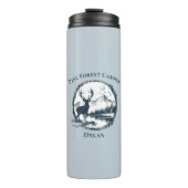 Blaues Hirschholz und Gebirge - eigener Text und N Thermosbecher (Vorderseite)