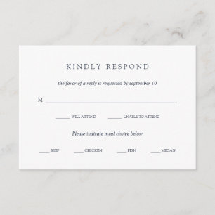 Blaues hochzeits-Mahlzeit-Wahl UAWG des RSVP Karte