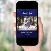 Blaues Hochzeitsgrau Foto Dankeschön Karte