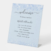 Blaues Hochzeitsprogramm für Kinder Sockelschild (Vorderseite)