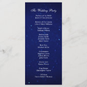 Blaues Hochzeitsprogramm. Marineblaue Winternachtz Programm (Rückseite)