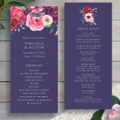Blaues Hochzeitsprogramm mit Blumenmuster Programm