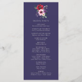 Blaues Hochzeitsprogramm mit Blumenmuster Programm (Rückseite)