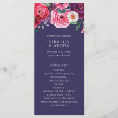 Blaues Hochzeitsprogramm mit Blumenmuster Programm (Vorderseite)