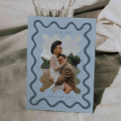 Blaues Hochzeitsstich mit knackiger Hand Dankeskarte