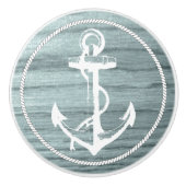 Blaues Holz mit Nautical Anker drucken Keramikknauf (Vorderseite)