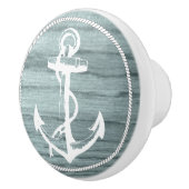 Blaues Holz mit Nautical Anker drucken Keramikknauf (Rechts)