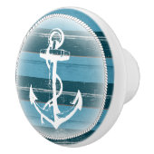 Blaues Holz mit Nautikanker Keramikknauf (Rechts)