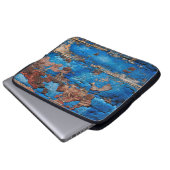 Blaues Holz mit Textur Laptopschutzhülle (Vorne Knopf)