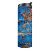 Blaues Holz mit Textur Thermosbecher (Nach links gedreht)