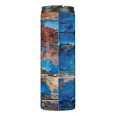 Blaues Holz mit Textur Thermosbecher (Rückseite)
