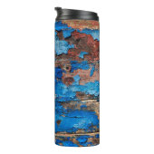 Blaues Holz mit Textur Thermosbecher (Nach rechts gedreht)