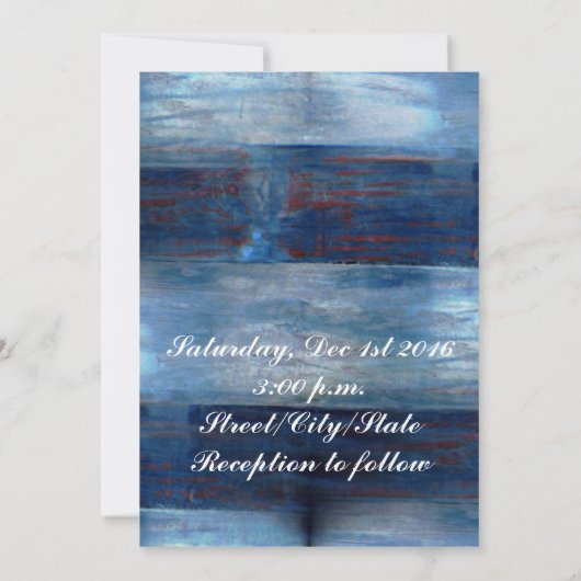 Blaues Holz, rustikale Hochzeit Einladung (Rückseite)