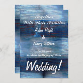 Blaues Holz, rustikale Hochzeit Einladung (Vorne/Hinten)