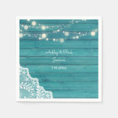 Blaues Holz, Spitzen, String-Leuchten Serviette (Vorderseite)