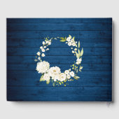 Blaues Holz und blütige Rose Rustikale Hochzeit Gästebuch (Rückseite)