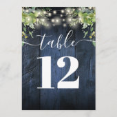 Blaues Holz und leuchtende Landschaft Tischnummer (Rückseite)