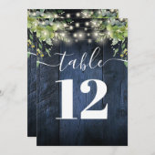 Blaues Holz und leuchtende Landschaft Tischnummer (Vorne/Hinten)