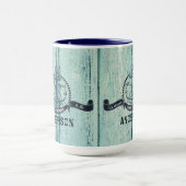 Blaues Holz Willkommen im Lake House Tasse (Zentrum)