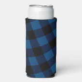 Blaues Holzfäller-Karo Selters Dosenkühler (Seltzer Vorderseite)