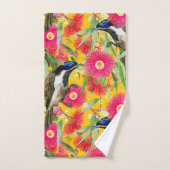 Blaues Honeyeater-Muster Badhandtuch Set (Handtuch)