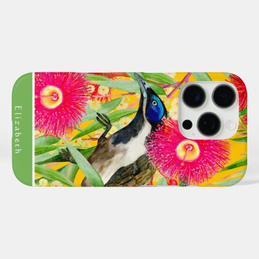 Blaues Honeyeater-Muster Case-Mate iPhone Hülle (Rückseite (Horizontal))