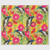Blaues Honeyeater-Muster Geschenkpapier (Flach)