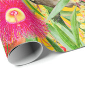 Blaues Honeyeater-Muster Geschenkpapier (Rolleneckpunkt)