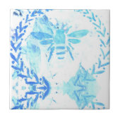 Blaues Honig-Bienen-Kranz-Bauernhaus Fliese (Vorderseite)