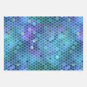 Blaues Honigwabenmuster Geschenkpapier Set (Vorderseite 2)