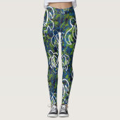 Blaues Honu Leggings (Vorderseite)