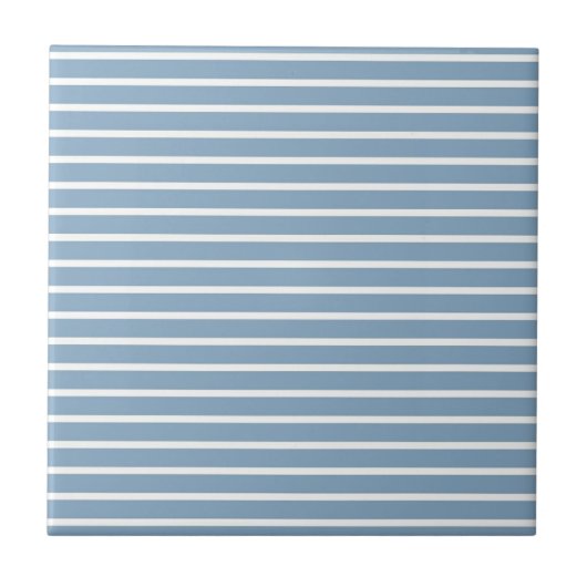 Blaues horizontales Streifenmuster Fliese (Vorderseite)