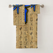 Blaues Horn auf Hieroglyphen Badhandtuch Set (Insitu)