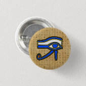 Blaues Horn auf Hieroglyphen Button (Vorne & Hinten)