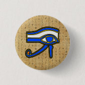 Blaues Horn auf Hieroglyphen Button (Vorderseite)