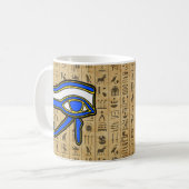 Blaues Horn auf Hieroglyphen Kaffeetasse (Vorderseite Links)