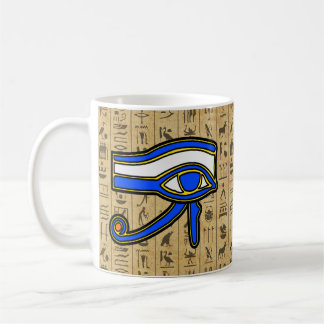 Blaues Horn auf Hieroglyphen Kaffeetasse