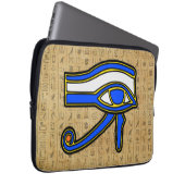 Blaues Horn auf Hieroglyphen Laptop-Sieb Laptopschutzhülle (Vorne Rechts)