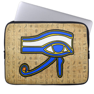 Blaues Horn auf Hieroglyphen Laptop-Sieb Laptopschutzhülle