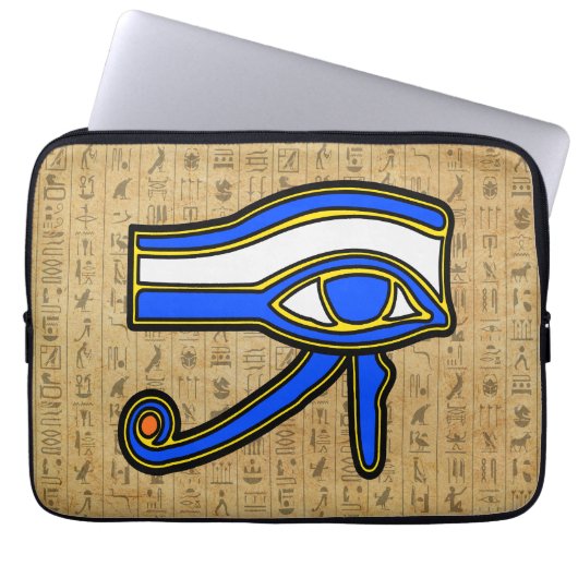 Blaues Horn auf Hieroglyphen Laptop-Sieb Laptopschutzhülle (Vorderseite)