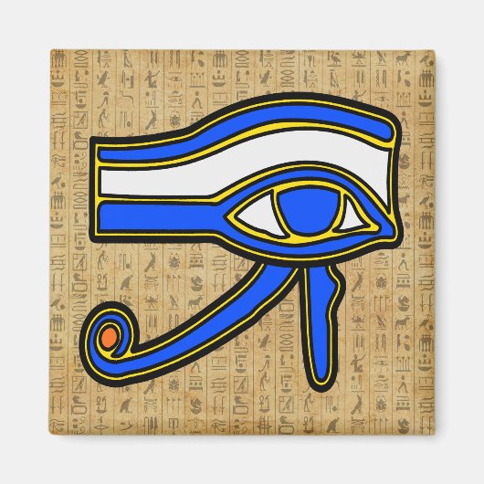 Blaues Horn auf Hieroglyphen-Magnet Magnet (Vorne)