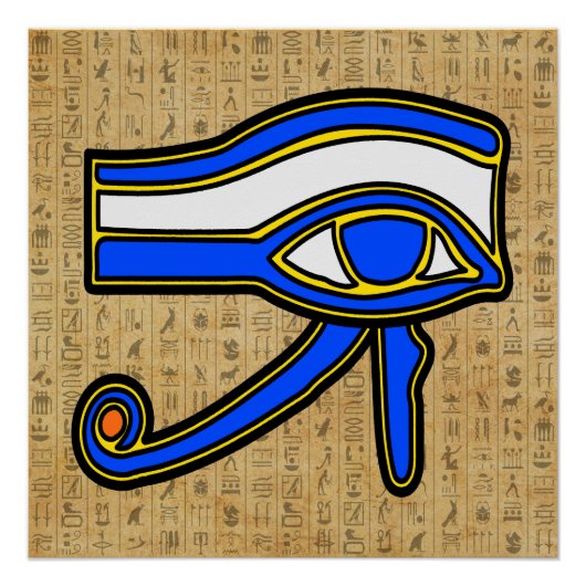 Blaues Horn auf Hieroglyphen Poster (Vorderseite)