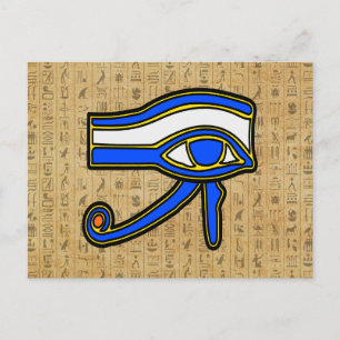 Blaues Horn auf Hieroglyphen Postkarte