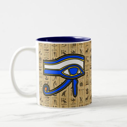 Blaues Horn auf Hieroglyphen Zweifarbige Tasse (Links)
