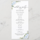 Blaues Hortensien-Blumen-Hochzeitsprogramm Programm (Rückseite)