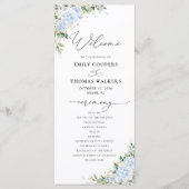 Blaues Hortensien-Blumen-Hochzeitsprogramm Programm (Vorderseite)