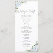 Blaues Hortensien-Blumen-Hochzeitsprogramm Programm (Rückseite)
